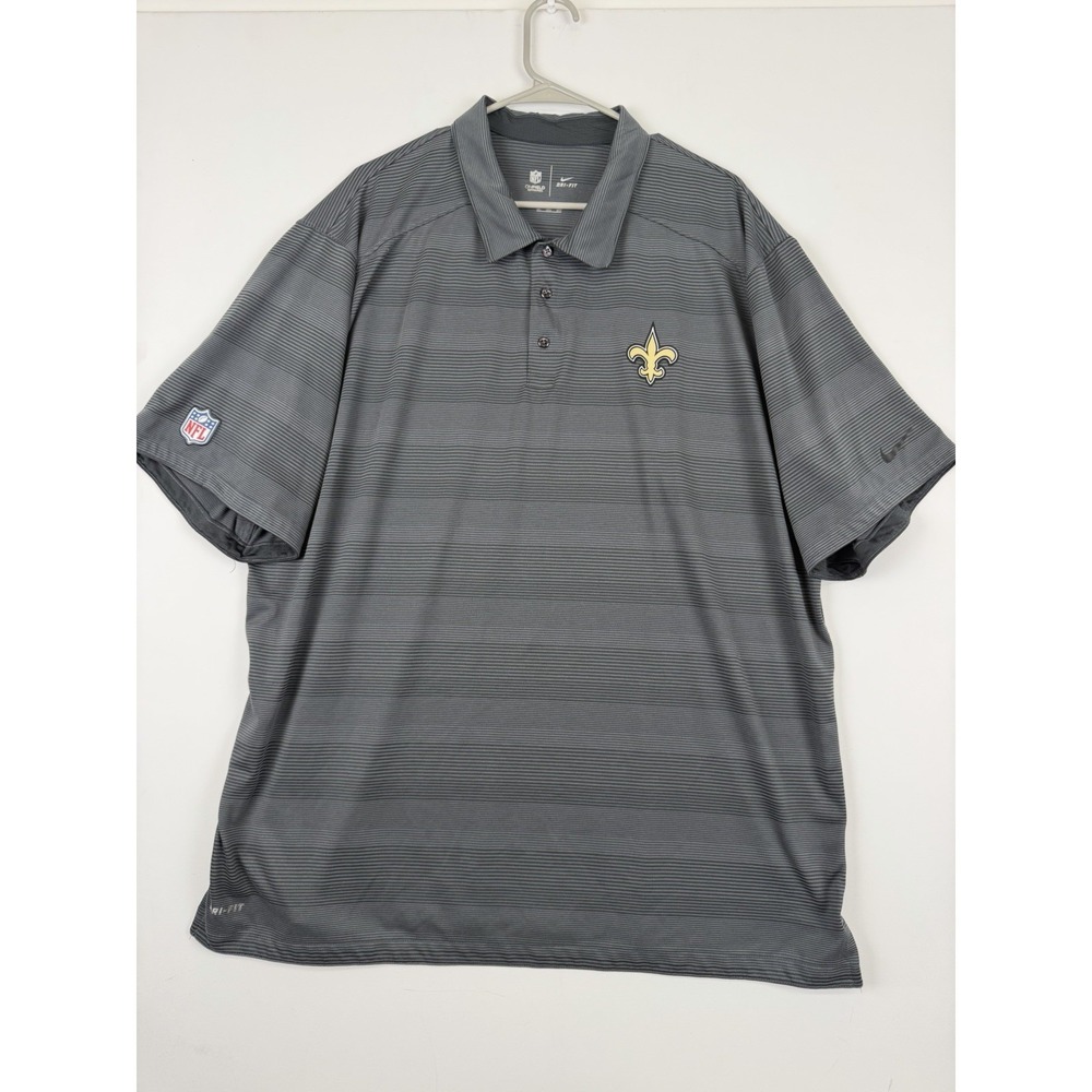 Nike New Orleans Saints Polo Shirt Gray Mens 3XL Dri-Fit On Field Short Sleeve